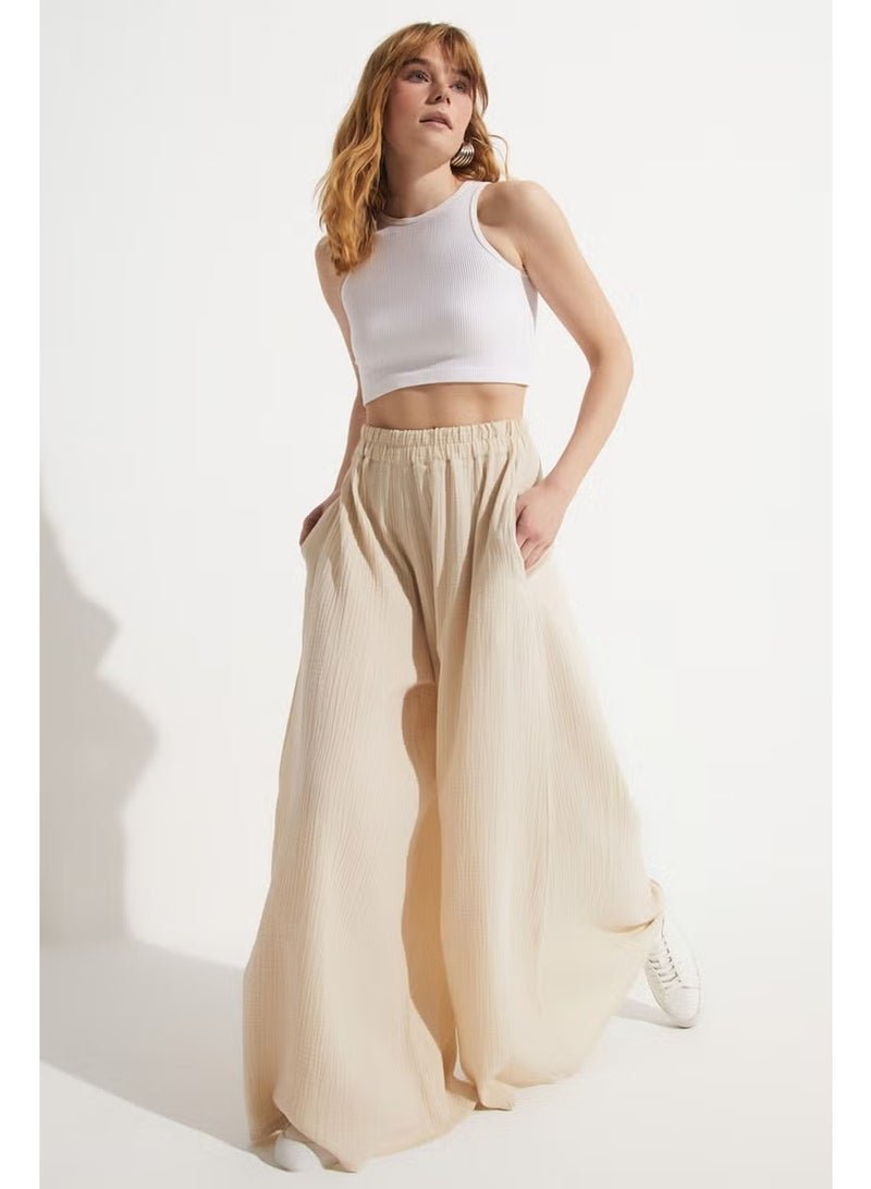 JUNE Elastic Waist Wide Trousers - Image 2